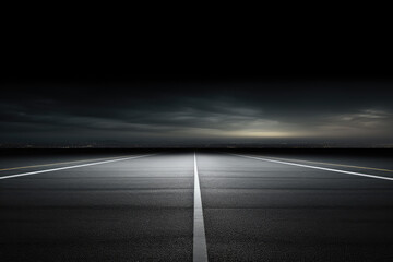 Empty asphalt road in the cloudy sky. Concept of speed and travel