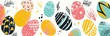 Happy Easter painted Easter eggs hand drawn illustration