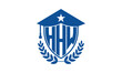HHW three letter iconic academic logo design vector template. monogram, abstract, school, college, university, graduation cap symbol logo, shield, model, institute, educational, coaching canter, tech