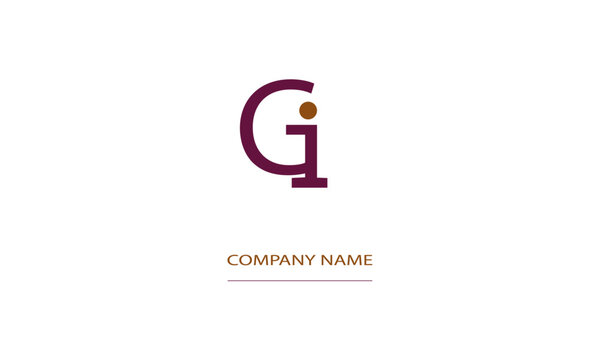 GI or IG Minimal Logo Design Vector Art Illustration