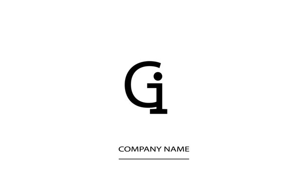 GI or IG Minimal Logo Design Vector Art Illustration