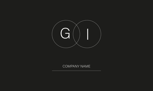 GI or IG Minimal Logo Design Vector Art Illustration
