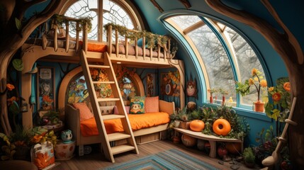 Aufkleber - Whimsical kids' oasis, fantastical decor Generative AI