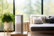 Air purifier machine in living room, Generative AI