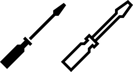 screwdriver icon, sign, or symbol in glyph and line style isolated on transparent background. vector