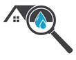 rooftop leaking with magnifying glass icon