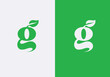 Grow logo design lettering vector template, letter G with leaf logo vector