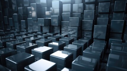 Poster - Gray glass cube background. Screensaver or wallpaper. AI generative.