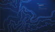 Topographic map blue technology background. Big data elevation map with contour lines.