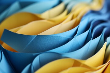 Aufkleber - Colorful Paper Waves in Blue, Yellow, and Green Generative AI