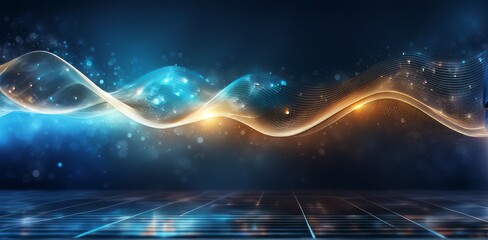 Poster - digital business abstract wave technology background the futuristic realm with this captivating wallpaper, the mesmerizing wave of science , creating a visual network of innovation
