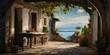 An old courtyard by the sea, brought to life in stunning realism through high-quality photography captured