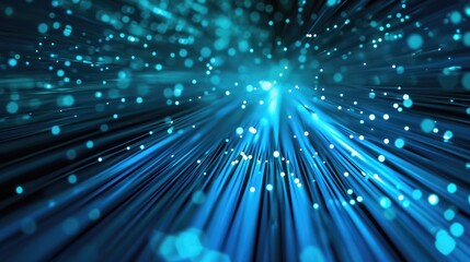 Aufkleber - Blue light fiber optic, speed line, futuristic background technology wireless data transmission, high-speed internet. internet network concept.