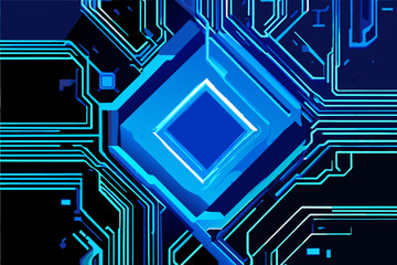 Poster - Circuit board with glowing pathways vektor illustation
