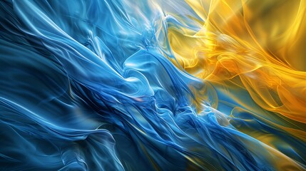 Aufkleber - Fantastic Blue and Yellow Swirls Generative AI