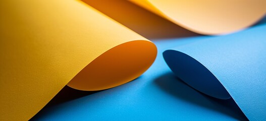Aufkleber - Yellow and Blue Paper Rolls Generative AI