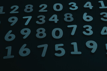 Poster - Background of numbers. from zero to nine. Numbers texture. Finance data concept. Matematic. Seamless pattern with numbers. financial crisis concept. Business success.
