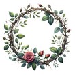 wreath of thorns with leaves and thorns watercolor paint