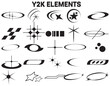 set of y2k abstract geometric shape Trendy vector pieces. Creative collage in Y2K style for social media, card, print on clothes.
