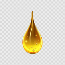 Set Of Liquid Golden Drops Of Water, Honey Or Oil. Collagen Cosmetic Essence. Organic Serum Or Argan Bubbles. Falling Gasoline Yellow Droplet.