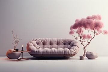 Wall Mural - modern living room with purple sofa