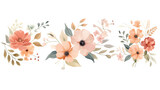 Fototapeta Pokój dzieciecy - Floral frame with watercolor flowers, decorative flower background pattern, watercolor floral border background
