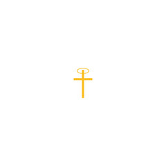 Sticker - Golden Christian cross with halo