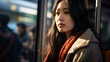 © ANC Media - Candid Photo of an Asian Woman Riding the Nagasaki Tram