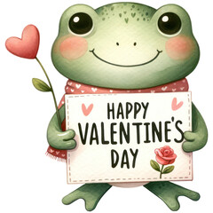 Wall Mural - Cute frog holding a card with 