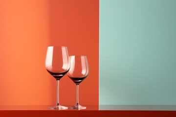 Two wine glasses on a table