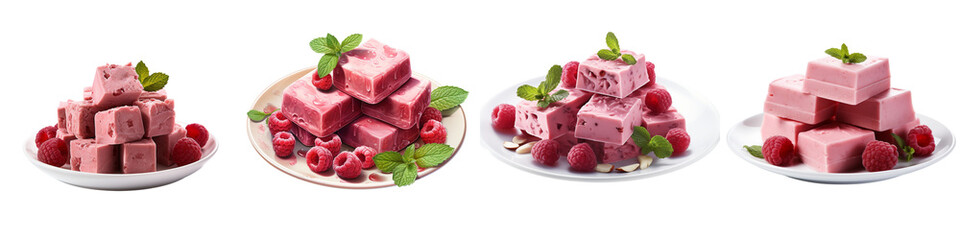 Wall Mural - Plate of Raspberry Fudge Hyperrealistic Highly Detailed Isolated On Transparent Background Png File