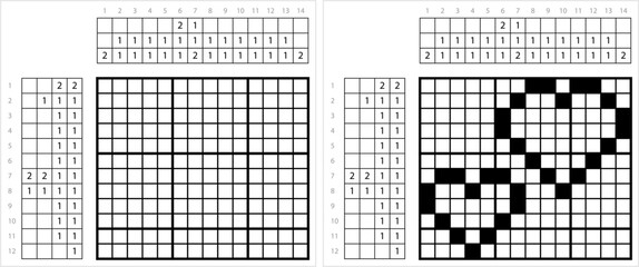 Canvas Print - Heart Icon Nonogram Pixel Art M_2302001