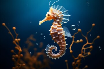 Sticker - Closeup of a sea horse underwater