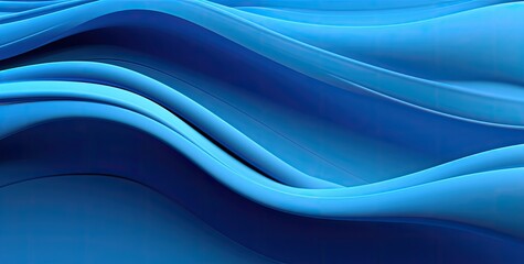 Poster - Modern abstract blue design with futuristic waves, bright light, and a gradient pattern.