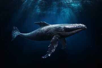 Wall Mural - A whale underwater spotted during scuba diving