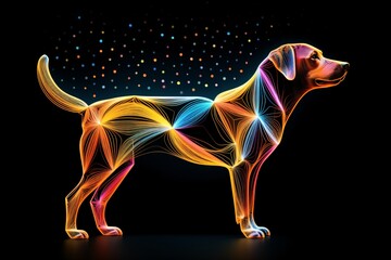 Wall Mural - Colorful and vibrant dog on a black background