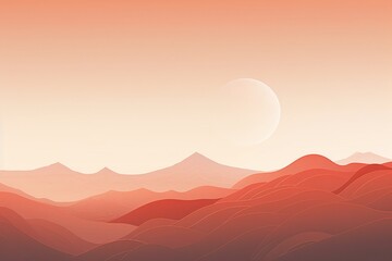 Peach and orange color abstract landscape