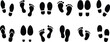 Footprints human icon in flat silhouette set isolated on transparent background. Shoe soles print boots, baby, man, women Foot print tread Impression icon barefoot. vector for apps, website