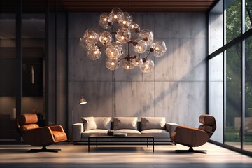 Wall Mural - A creative concept for a chandelier in a living room