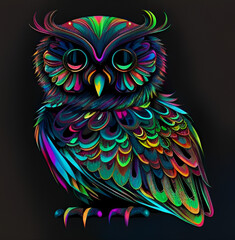  colorful backround of the owl