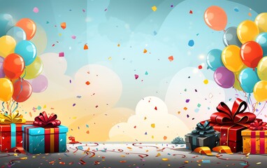 Wall Mural - birthday design background image for card in the style of vector