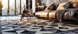 Modern geometry living area interior room rug texture design. Creative Banner. Copyspace image