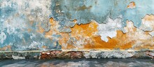 Wall Showing Peeling And Bubbling Paint Due To Water Leak Behind Wall. Creative Banner. Copyspace Image