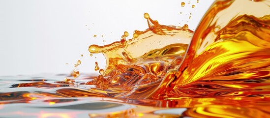 Poster - oil spilled from plastic bottle Isolated on white background. Creative Banner. Copyspace image