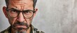 Middle age latin man wearing casual clothes and glasses disgusted expression displeased and fearful doing disgust face because aversion reaction. Creative Banner. Copyspace image