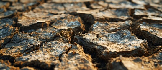 Aufkleber - Surface of dry earth Weather news Drought on the ground. Creative Banner. Copyspace image