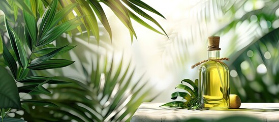 Poster - Palm bunch at the base Before leading to the translation plant Is bio diesel Alternative Energy from Plants and Vegetable Leads for Cooking. Creative Banner. Copyspace image