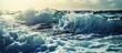 Splashing Waves View Of Rippled Ocean Water. Creative Banner. Copyspace image