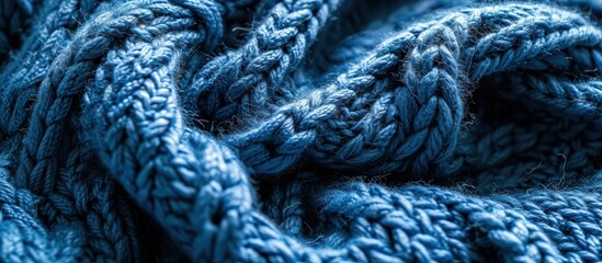 Poster - The texture of a knitted woolen fabric blue Background. Creative Banner. Copyspace image