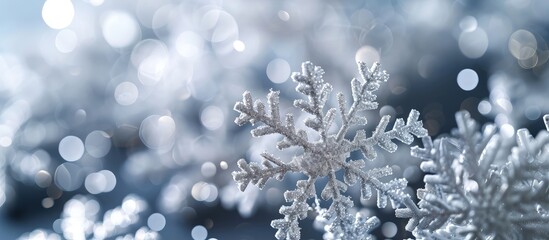 Poster - Snowflakes fall from sky can be use as background for Christmas festival or winter season contents or for wallpaper or paper for contents about winter The snowflakes are isolated on grey backgr